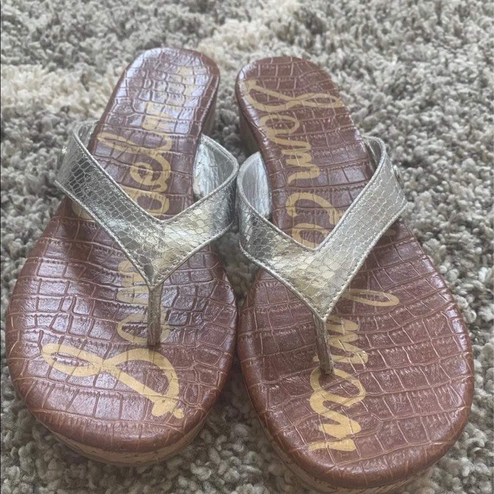 Sam Edelman Tanya Croc Sandals Silver 8